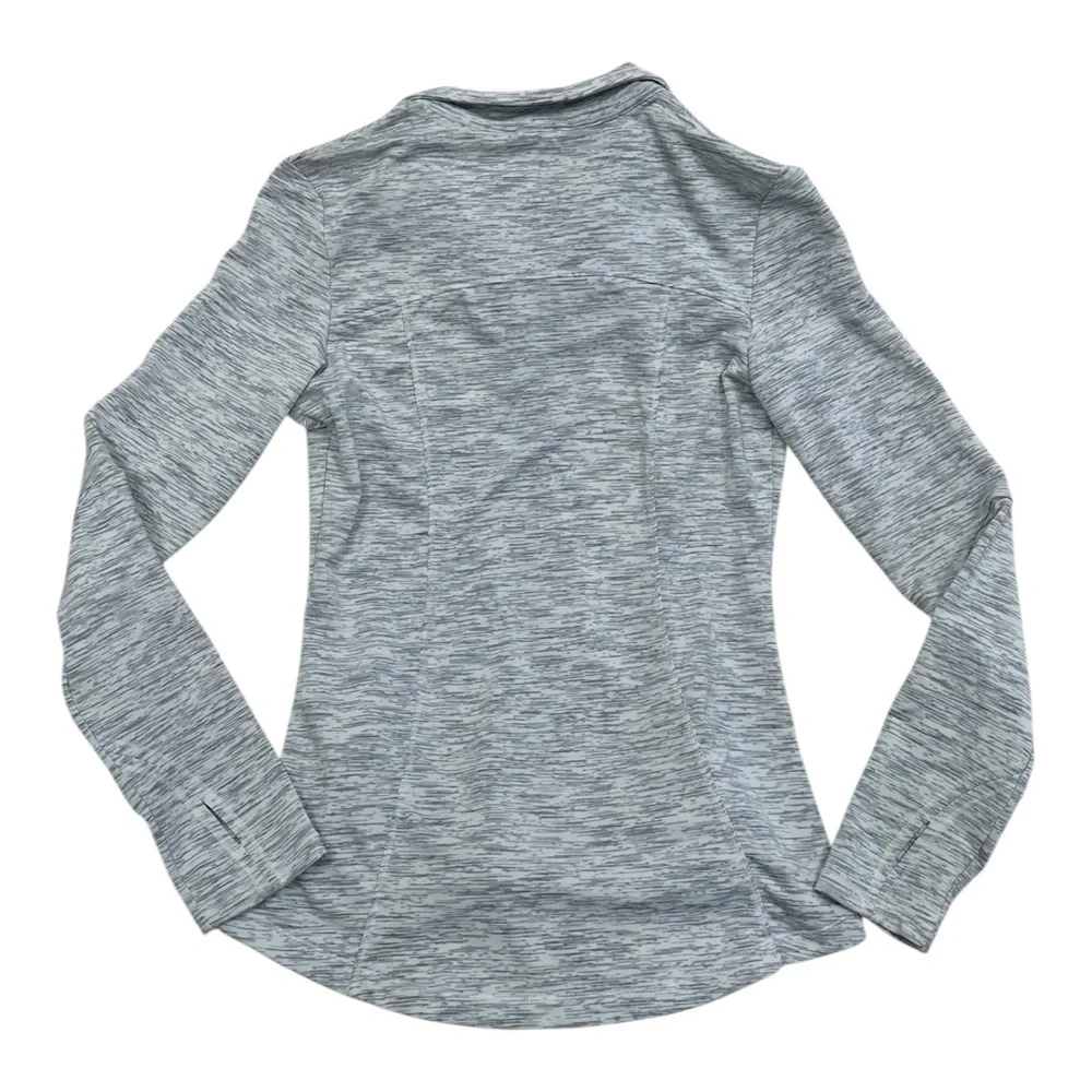 Unbranded Light Grey Heathered Full Zip Sweater w/ Thumbholes - Size Small - Picture 3 of 3